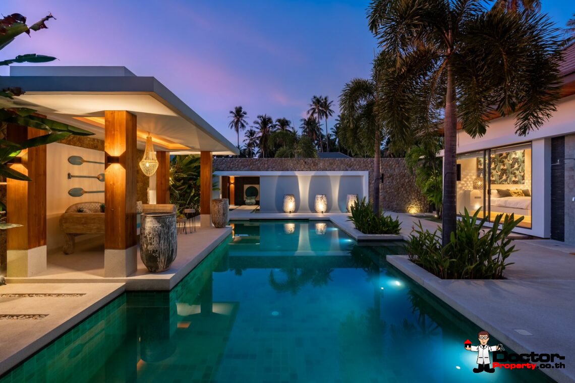 New Luxury Balinese Style Modern 3 Bedroom Pool Villa – Mea Nam, Koh Samui – For Sale
